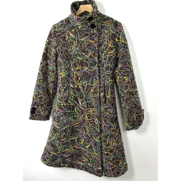 Desigual Jackets & Blazers - Desigual Textured Coat Womens EU 38 US Small Colorful Boho Abstract